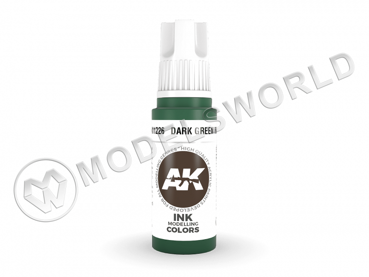 Акриловая краска AK Interactive 3rd GENERATION Ink. Dark Green. 17 мл - фото 1