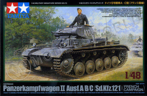 Склеиваемая пластиковая модель Немецкий легкий танк Panzerkampfwagen II Ausf.A/B/C(Sd.Kfz.121) с одной фигурой. Масштаб 1:48 - фото 1