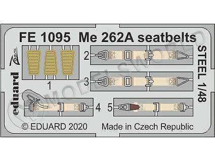 Фототравление для модели Me 262A стальные ремни, Hobby Boss. Масштаб 1:48 - фото 1