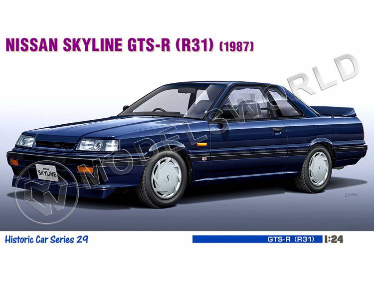 Склеиваемая пластиковая модель автомобиль Nissan Skyline GTS-R (R31), 1987. Масштаб 1:24 - фото 1