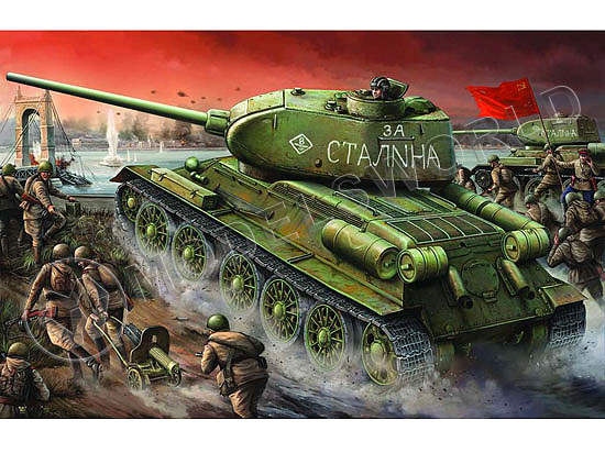Склеиваемая пластиковая модель Советский танк T-34/85 1944 года, завод № 174. Масштаб 1:16 - фото 1