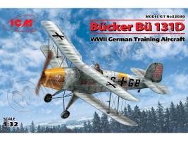 Склеиваемая пластиковая модель Bücker Bü 131D, немецкий учебный самолет ІІ МВ + ФОТОТРАВЛЕНИЕ. Масштаб 1:32