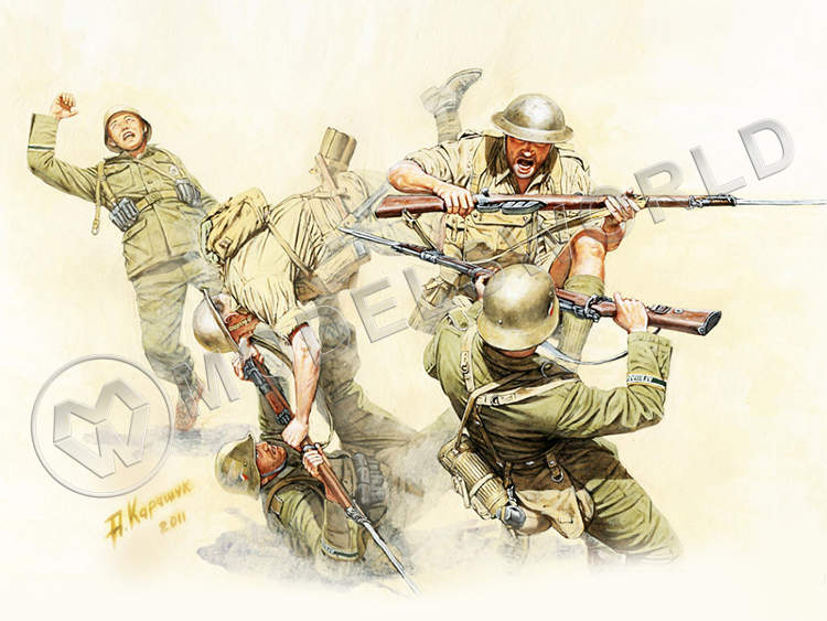 Фигуры британских и немецких пехотинцев. Рукопашный бой. Северная Африка. WWII. Масштаб 1:35 - фото 1
