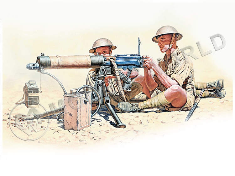 Фигуры расчета пулемета Vickers, Северо-Африканская кампания, WWII. Масштаб 1:35 - фото 1