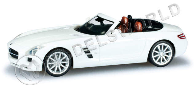 Модель автомобиля Mercedes-Benz SLS AMG Roadster, белый. H0 1:87 - фото 1
