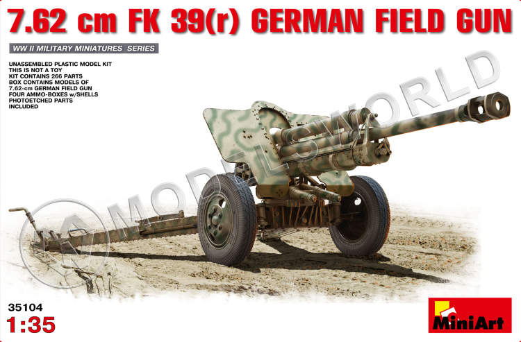 Склеиваемая пластиковая модель Немецкая полевая пушка 7,62 см FK-39. Масштаб 1:35 - фото 1