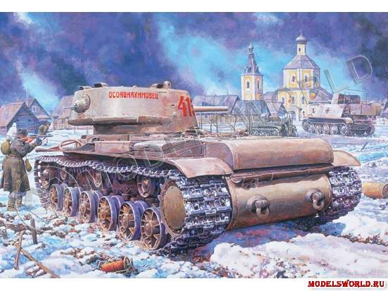 Склеиваемая пластиковая модель Тяжелый танк КВ-1 обр.1942 ранняя версия. Масштаб 1:35 - фото 1