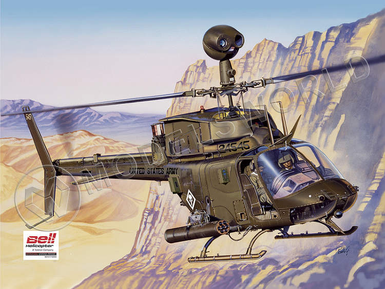 Склеиваемая пластиковая модель Вертолет Bell OH-58D Kiowa. Масштаб 1:48 - фото 1