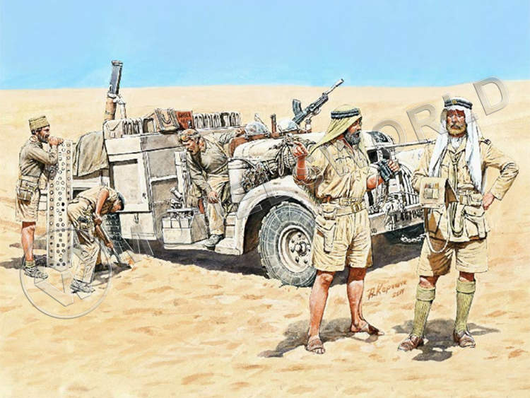 Фигуры солдат группы дальней разведки. Северная Африка. WWII. Масштаб 1:35 - фото 1