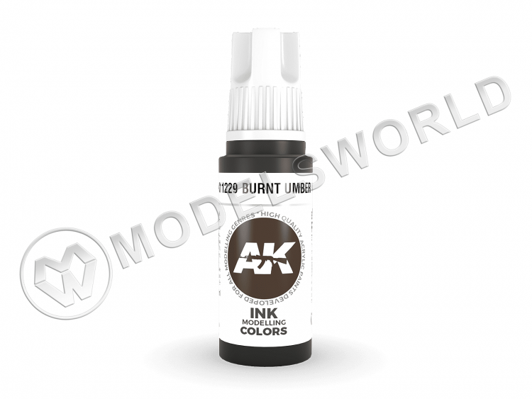 Акриловая краска AK Interactive 3rd GENERATION Ink. Burnt Umber. 17 мл - фото 1