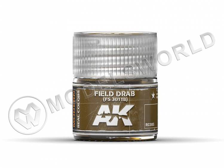 Акриловая лаковая краска AK Interactive Real Colors. Field Drab FS 30118. 10 мл - фото 1