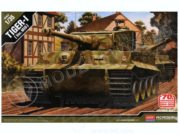 Склеиваемая пластиковая модель танка Tiger-I mid ver. "Anniv.70 Normandy Invasion 1944". Масштаб 1:35 - фото 1