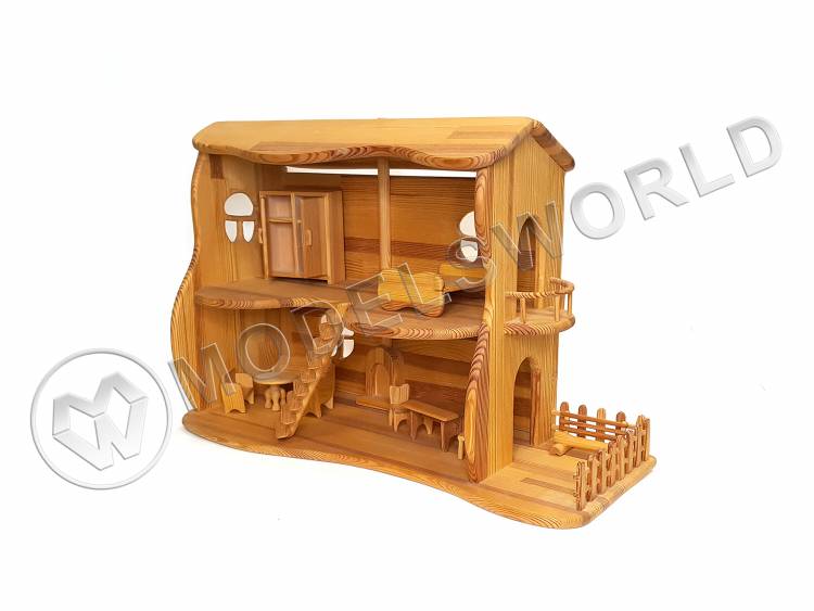 Кукольный дом деревянный 2-х этажный "Вальдорфский" (покрыт маслом)