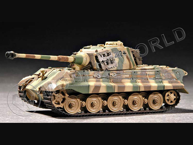 Склеиваемая пластиковая модель Немецкий танк «Королевский тигр» с башней Хеншель и покрытием циммерит. Масштаб 1:72 - фото 1