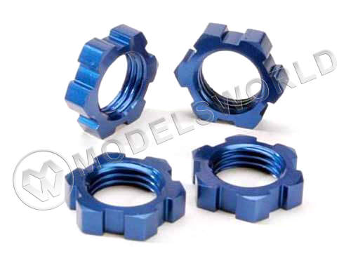 Колесные гайки 17мм., 4шт. Wheel hubs, splined, 17mm (blue-anodized) (4)/ wheel nuts, splined, 17mm (blue-anodized) (4)/ screw - фото 1