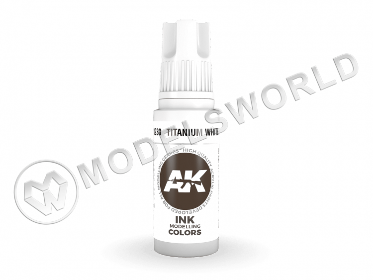 Акриловая краска AK Interactive 3rd GENERATION Ink. Titanium White. 17 мл - фото 1