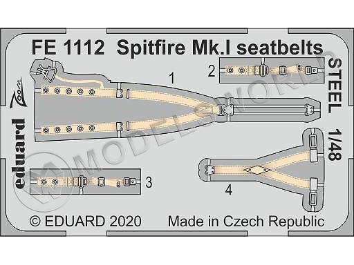 Фототравление для модели Spitfire Mk. I стальные ремни, Eduard. Масштаб 1:48 - фото 1