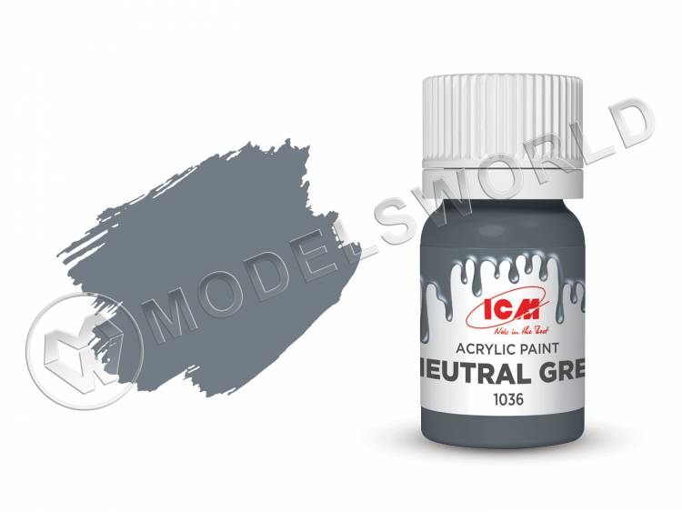Акриловая краска ICM, цвет Нейтрально-серый (Neutral Grey), 12 мл - фото 1