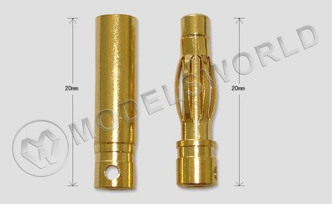 Разъем позолоченный D4.0мм (male+female) длинный 20мм