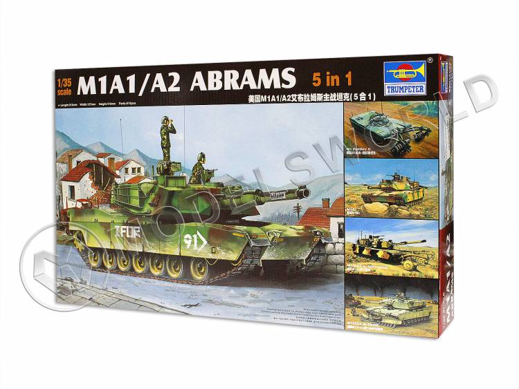 Склеиваемая пластиковая модель Американский танк  М1А1/А2 Абрамс 5 в 1. Масштаб 1:35 - фото 1