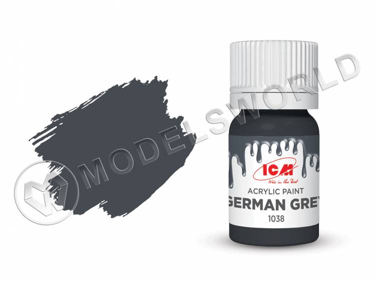 Акриловая краска ICM, цвет Немецкий серый (German Grey), 12 мл - фото 1
