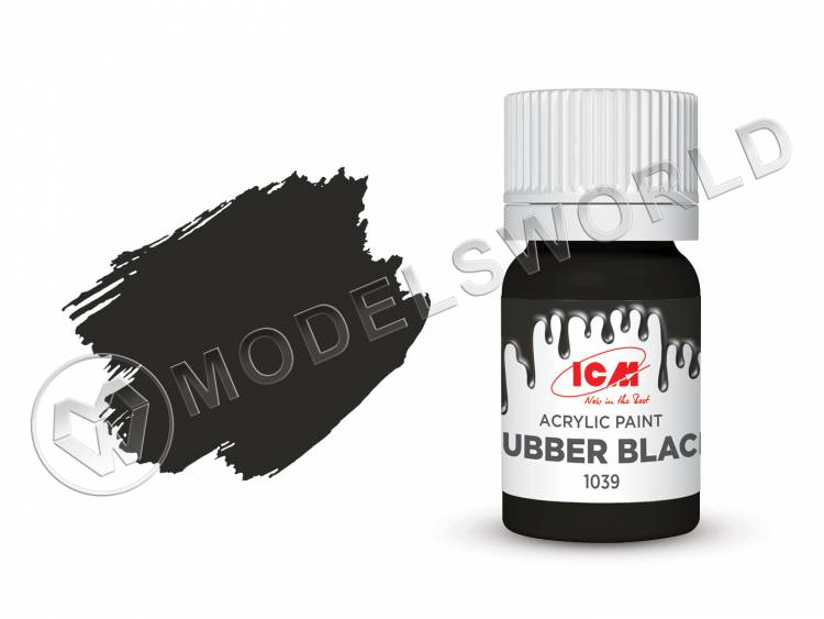 Акриловая краска ICM, цвет Резина черная (Rubber Black), 12 мл - фото 1