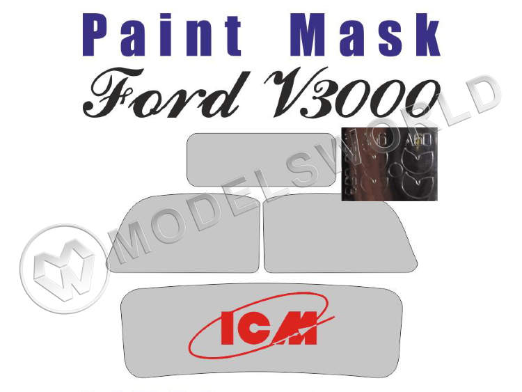 Окрасочная маска на остекление Ford 3000S Series, ICM. Масштаб 1:35 - фото 1