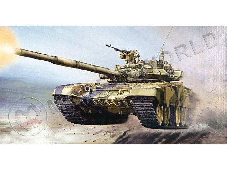 Склеиваемая пластиковая модель танка Т-90А с литой башней. Масштаб 1:35 - фото 1
