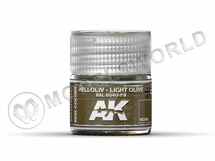 Акриловая лаковая краска AK Interactive Real Colors. Helloliv-Light Olive RAL 6040-F9. 10 мл - фото 1