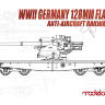 Склеиваемая пластиковая модель Немецкая противоздушная 128 мм пушка Flak 40 на железнодорожной платформе. Масштаб 1:72