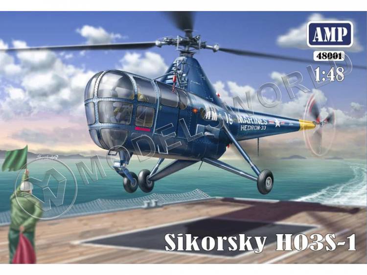 Склеиваемая пластиковая модель вертолета Sikorsky HO3S-1. Масштаб 1:48 - фото 1