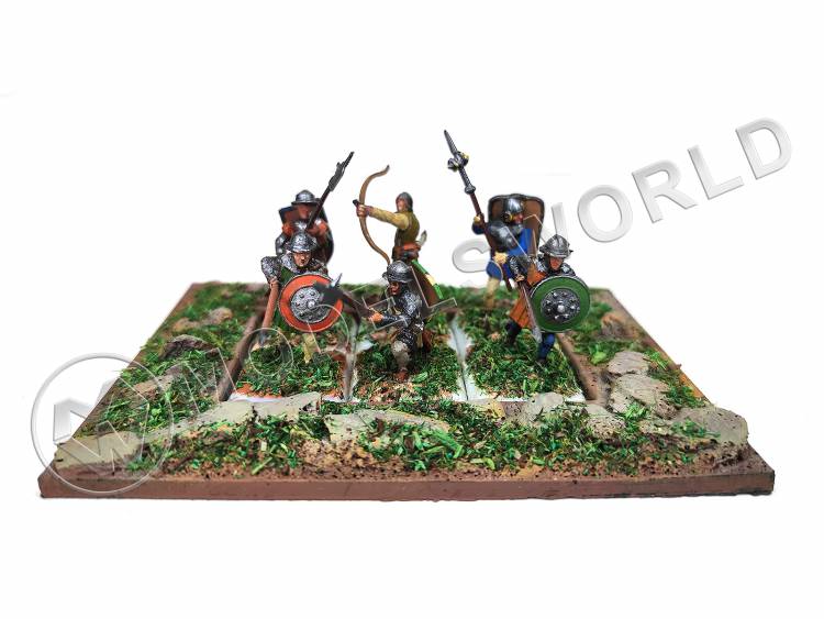 Готовая модель, миниатюра "Средневековая пехота" 6 фигур в масштабе 1:72 - фото 1