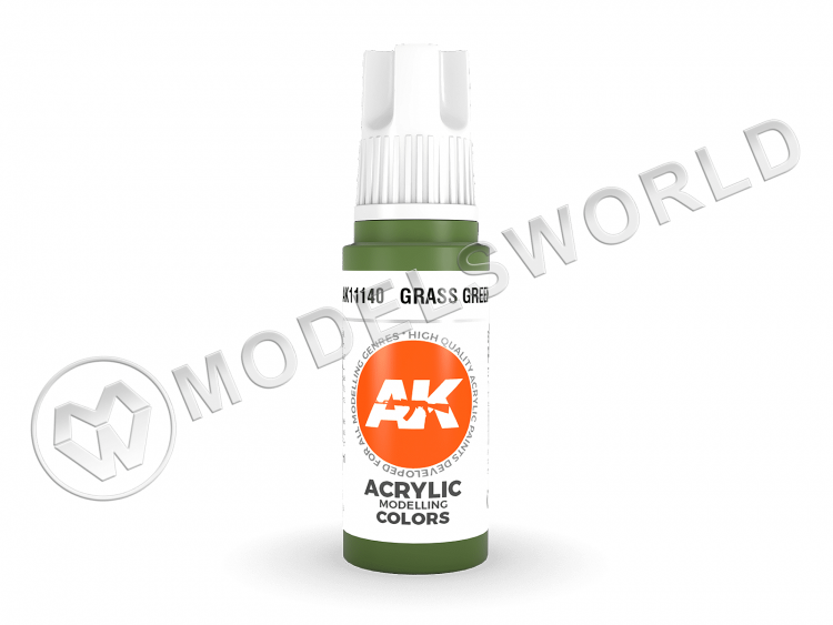 Акриловая краска AK Interactive 3rd GENERATION Standard. Grass Green. 17 мл - фото 1