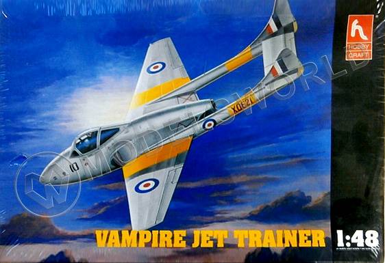 Склеиваемая пластиковая модель самолета Vampire T.11 Jet Trainer 1:48. (Без коробки. Пакет). Масштаб 1:48 - фото 1