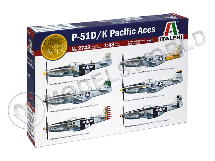 Склеиваемая пластиковая модель истребитель P-51 D/K Pacific ACES. Масштаб 1:48 - фото 1