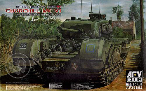 Склеиваемая пластиковая модель Churchill Mk.VI/75mm Gun. Масштаб 1:35 - фото 1