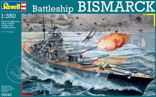 Склеиваемая пластиковая модель Корабль(1939г.,Германия) Battleship Bismarck,1:350 - фото 1
