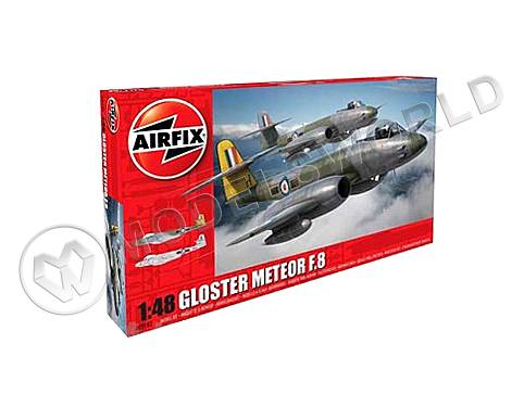 Склеиваемая пластиковая модель самолета Gloster Meteor F8. Масштаб 1:48 - фото 1