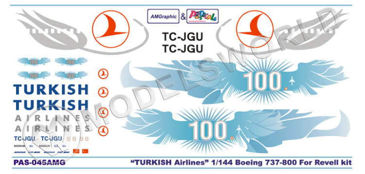 Декаль на Boeing-737/800 Turkish. Масштаб 1:144 - фото 1