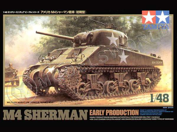 Склеиваемая пластиковая модель танка M4 SHERMAN EARLY PRODUCTION. Масштаб 1:48 - фото 1