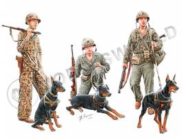 Фигуры морских пехотинцев США с собаками. WWII. Масштаб 1:35
