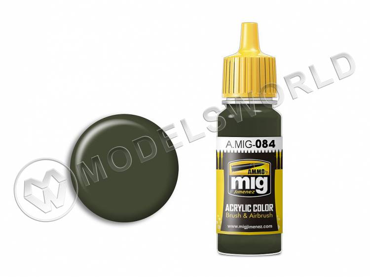 Акриловая краска Ammo Mig Brush & Airbrush Series. NATO Green. 17 мл - фото 1