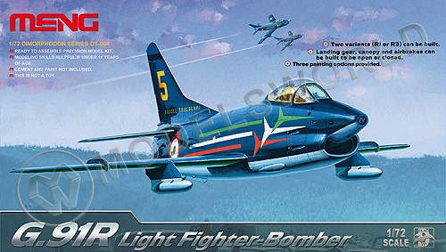 Склеиваемая пластиковая модель самолета G.91R Light Fighter-Bomber. Масштаб 1:72 - фото 1