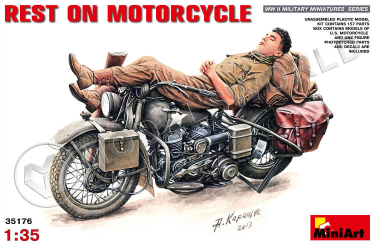 Мотоциклист на отдыхе. Масштаб 1:35 - фото 1