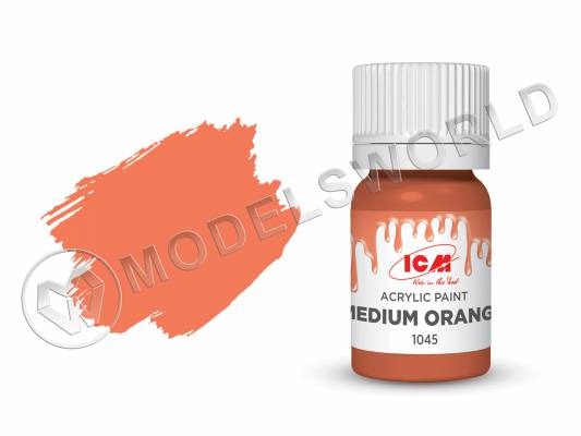 Акриловая краска ICM, цвет Средний оранжевый (Medium Orange), 12 мл