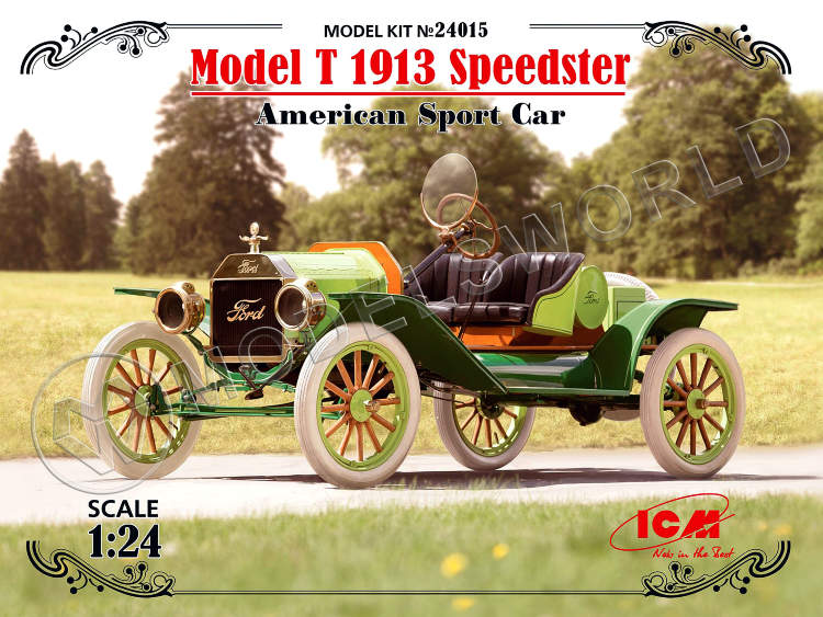 Склеиваемая пластиковая модель Model T 1913 Speedster, Американский спортивный автомобиль. Масштаб 1:24 - фото 1