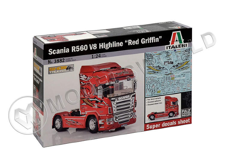 Склеиваемая пластиковая модель грузовик Scania R560 Highline "Red griffin". Масштаб 1:24 - фото 1