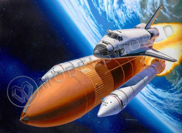 Склеиваемая пластиковая модель Space Shuttle Discovery w/Booster Rocket. Масштаб 1:144 - фото 1