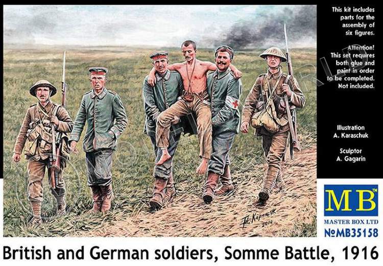 Фигуры британских и немецких солдат, Битва на Сомме, 1916. Масштаб 1:35 - фото 1