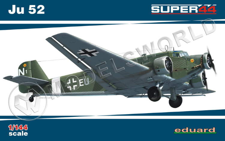 Склеиваемая пластиковая модель самолета Ju 52 Масштаб 1:144 - фото 1